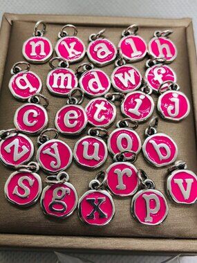 James Avery Vintage Type Initial Charm Dark Pink